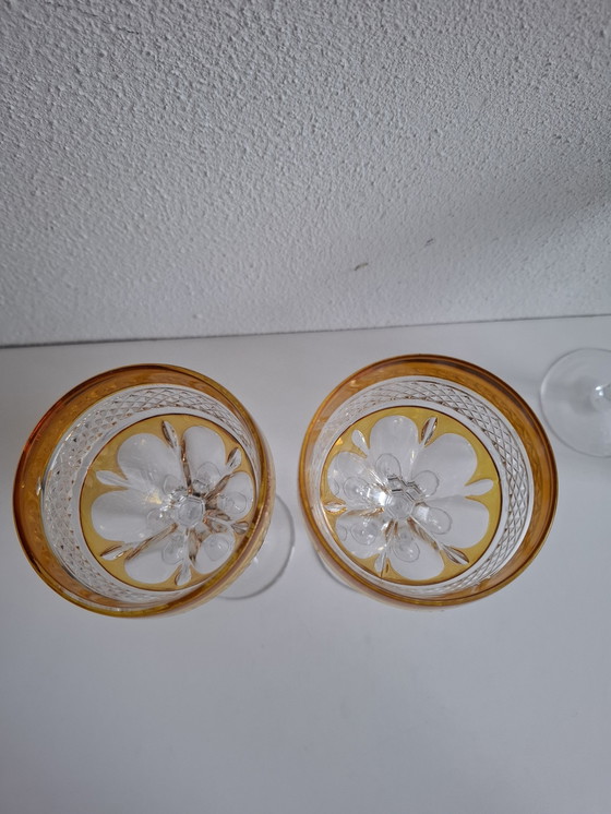 Image 1 of 4 Gekleurde Vintage Kristallen Wijnglazen