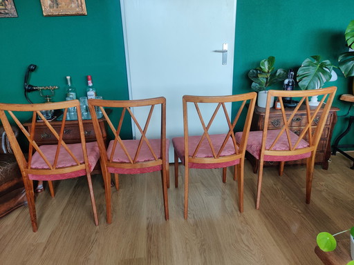 Set van 4 Retro / Vintage Designerstoelen (AA Patijn) Roze