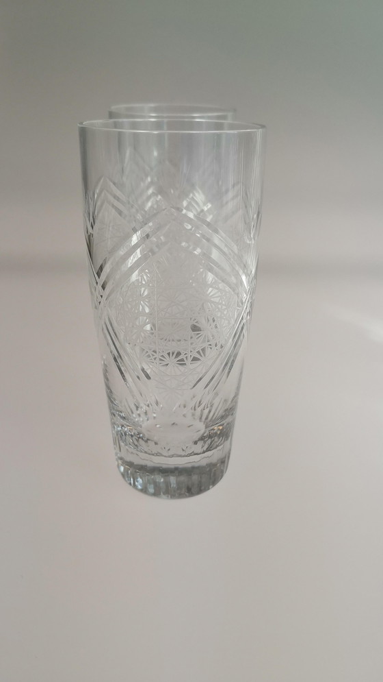 Image 1 of set van 6 kristallen glazen