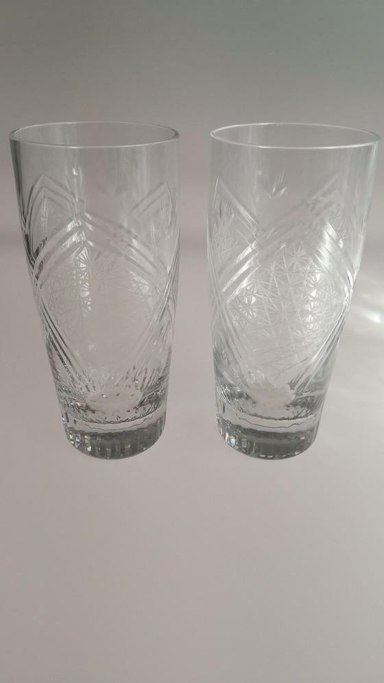 Image 1 of set van 6 kristallen glazen