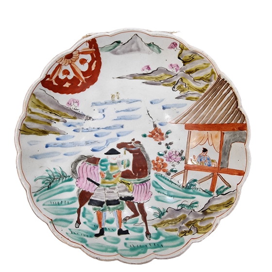 Image 1 of Japans Porseleinen Imari Bord Met Samoerai, Eind 19E Eeuw