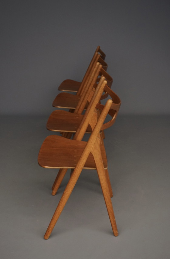 Image 1 of CH29 Sawbuck stoelen van Hans Wegner voor Carl Hansen & Zoon, jaren 1960, set van 4