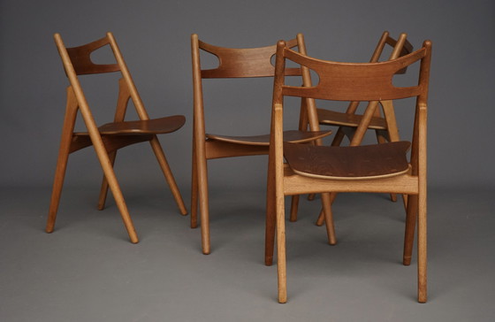 Image 1 of CH29 Sawbuck stoelen van Hans Wegner voor Carl Hansen & Zoon, jaren 1960, set van 4