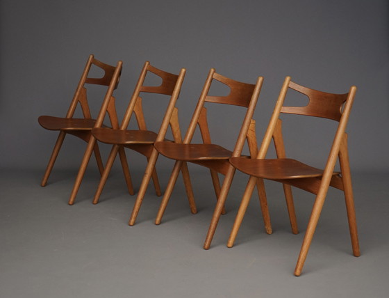 Image 1 of CH29 Sawbuck stoelen van Hans Wegner voor Carl Hansen & Zoon, jaren 1960, set van 4