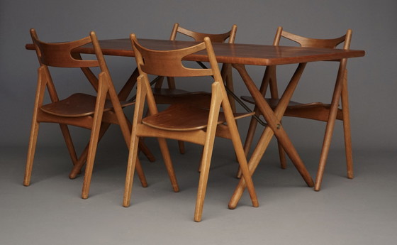 Image 1 of CH29 Sawbuck stoelen van Hans Wegner voor Carl Hansen & Zoon, jaren 1960, set van 4