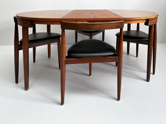 Image 1 of Deense Hans Olsen Voor Frem Røjle "Roundette" Teakhouten Eettafel & Stoelen