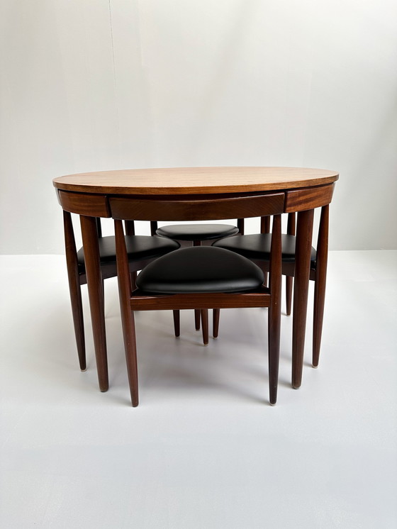 Image 1 of Deense Hans Olsen Voor Frem Røjle "Roundette" Teakhouten Eettafel & Stoelen