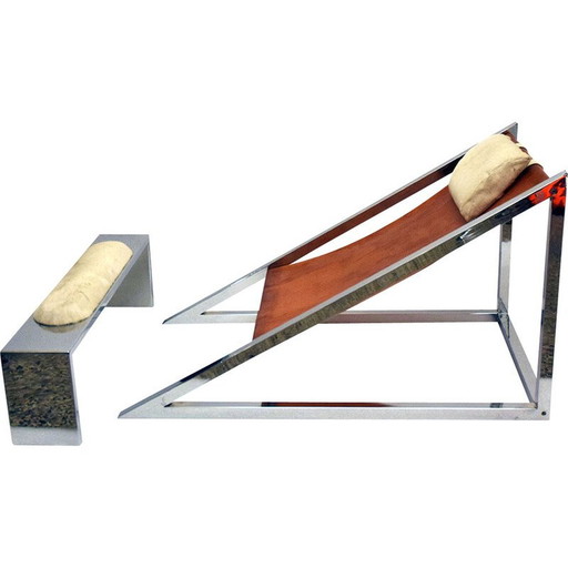 Vintage fauteuil met voetenbank Mies van Archizoom voor Poltronova, 1960