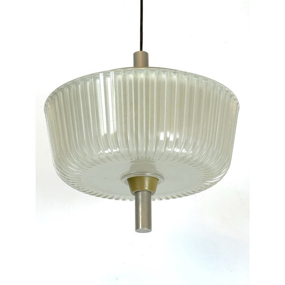 Image 1 of Vintage Art Deco kroonluchter in glas en metaal voor Seguso, Italië 1940