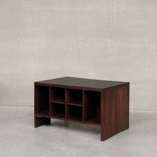 Vintage teak pigeonhole bureau door Pierre Jeanneret voor Chandigarh, 1960