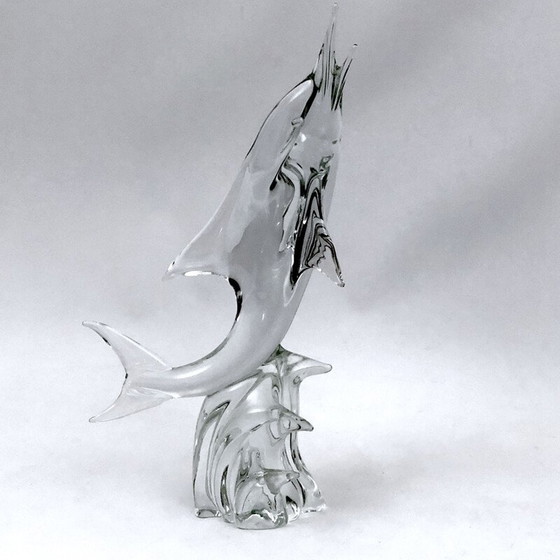 Image 1 of Mid-eeuwse Murano glazen dolfijn sculptuur van Licio Zanetti, 1960