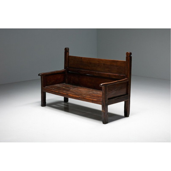 Image 1 of Vintage Art Populaire houten bank, Frankrijk