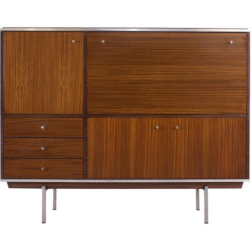 Vintage palissander en metalen dressoir bar van Pieter De Bruyne, 1960