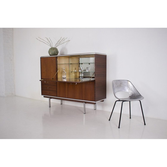 Image 1 of Vintage palissander en metalen dressoir bar van Pieter De Bruyne, 1960