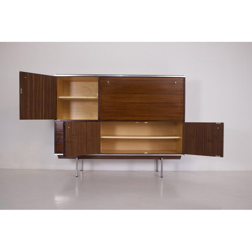 Vintage palissander en metalen dressoir bar van Pieter De Bruyne, 1960