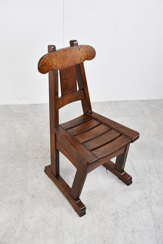 Image 1 of 4x Vintage brutalistische eetkamerstoel