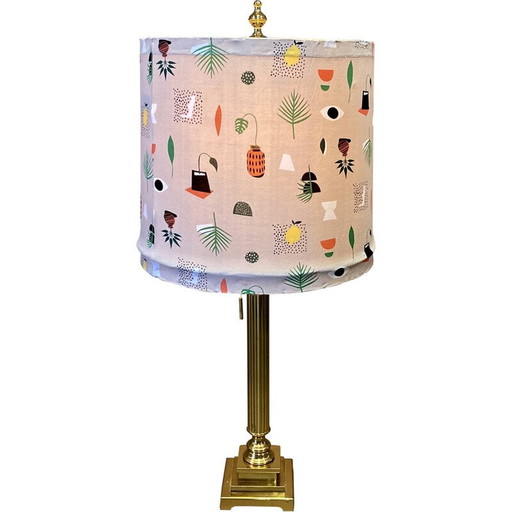 Vintage vloerlamp van metaal en zijde, 1950