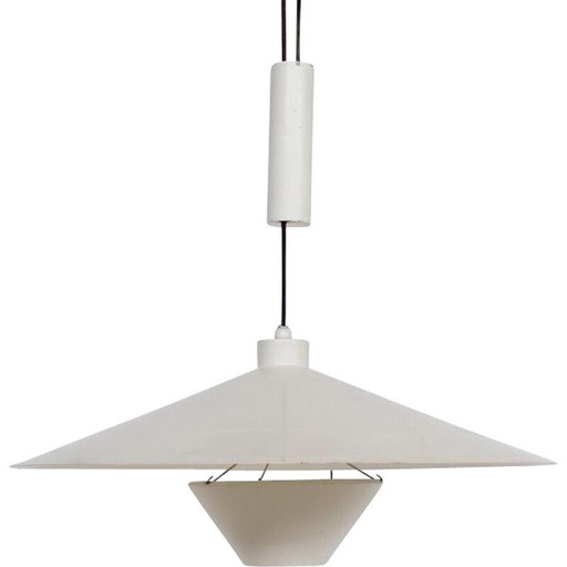 Vintage plafondlamp met contragewicht in gelakt staal van Florence Knoll voor Knoll International, 1968