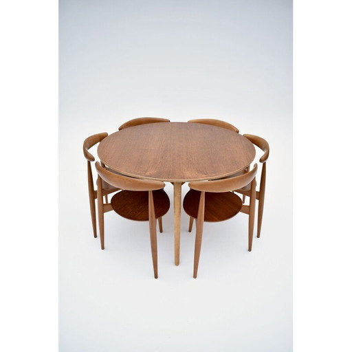 Vintage teakhouten eetset van Hans Wegner Heart voor Fritz Hansen, 1950