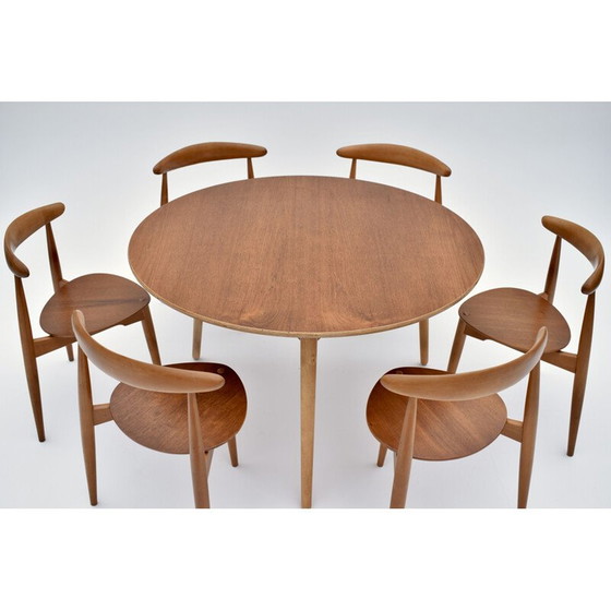 Image 1 of Vintage teakhouten eetset van Hans Wegner Heart voor Fritz Hansen, 1950