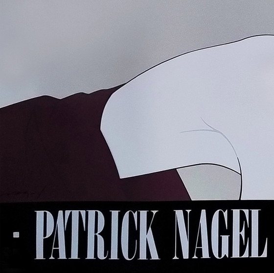 Image 1 of Prachtige Patrick Nagel "Silver Foiled Sunglasses" Art Poster uit de jaren 1980.