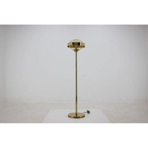 Vintage messing en glazen vloerlamp voor Kamenicky Senov, Tsjecho-Slowakije