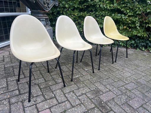 4 Glasvezel Stoelen, Jaren 60