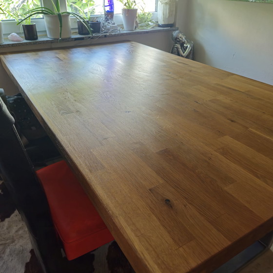 Image 1 of Tafel van echt hout Bank Eethoek Eettafelcombinatie Eiken tafel