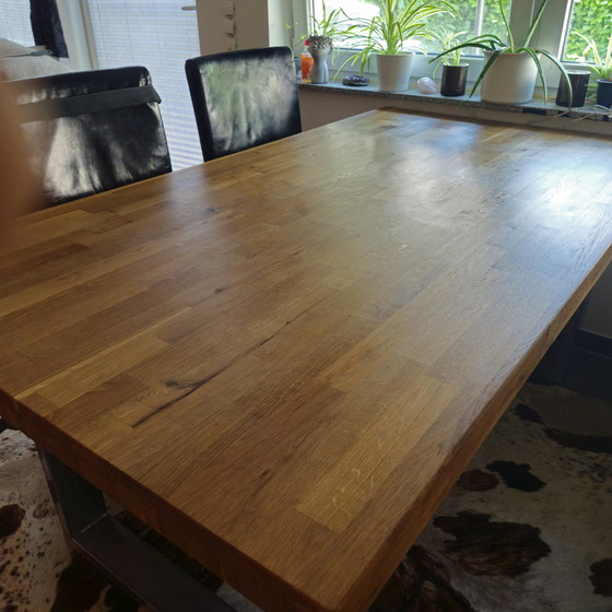 Image 1 of Tafel van echt hout Bank Eethoek Eettafelcombinatie Eiken tafel