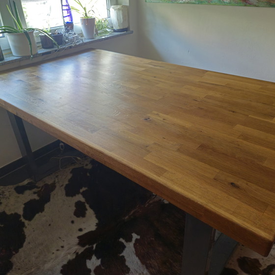 Image 1 of Tafel van echt hout Bank Eethoek Eettafelcombinatie Eiken tafel