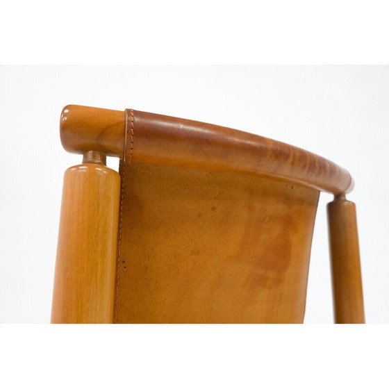 Image 1 of Set van 6 vintage leren eetkamerstoelen van Ilmari Tapiovaara voor La Permanente Mobili Cantù, jaren 1950