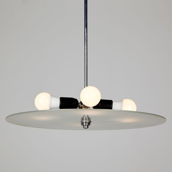 Image 1 of Vintage plaatvormige glazen hanglamp, 1970