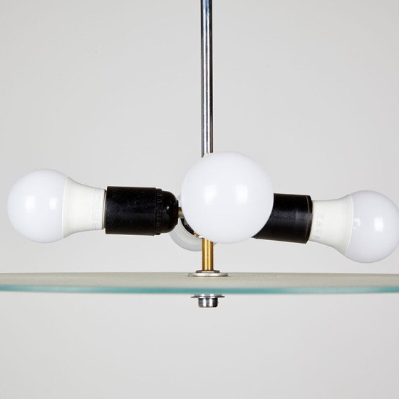 Image 1 of Vintage plaatvormige glazen hanglamp, 1970