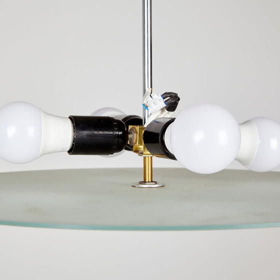 Image 1 of Vintage plaatvormige glazen hanglamp, 1970