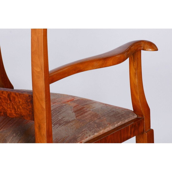 Image 1 of Paar vintage Art Deco fauteuils in beukenhout en stof, Tsjecho-Slowakije 1920