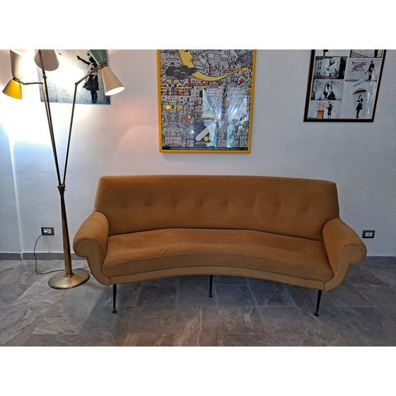 Image 1 of Mid century Italiaanse gebogen bank, 1950