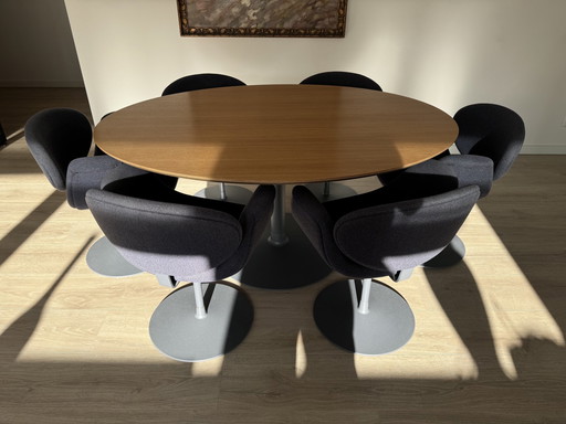 6X Artifort Pierre Paulin Tulip Eettafel Stoelen En Een Eettafel