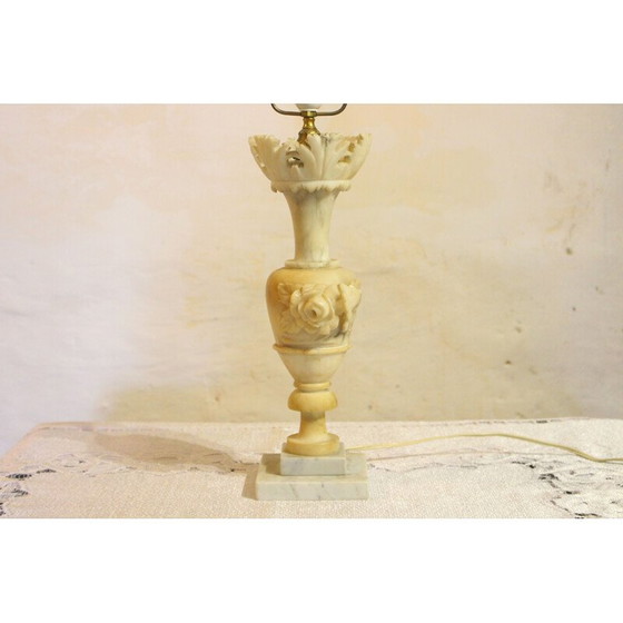 Image 1 of Vintage albasten tafellamp met marmeren voet, 1970