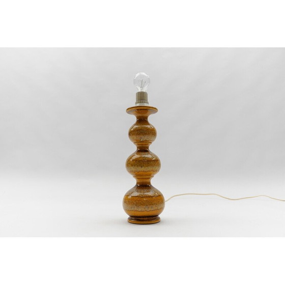 Image 1 of Oranjefarbene Keramik-Tischlampe van Kaiser Leuchten, Duitsland 1960