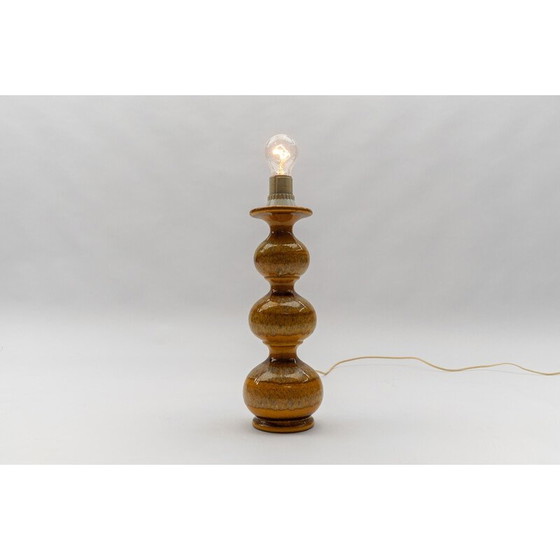 Image 1 of Oranjefarbene Keramik-Tischlampe van Kaiser Leuchten, Duitsland 1960