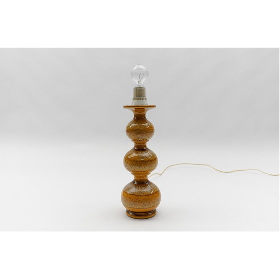 Image 1 of Oranjefarbene Keramik-Tischlampe van Kaiser Leuchten, Duitsland 1960