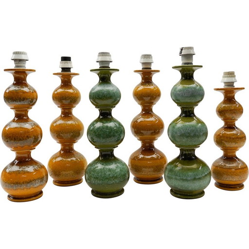 Oranjefarbene Keramik-Tischlampe van Kaiser Leuchten, Duitsland 1960