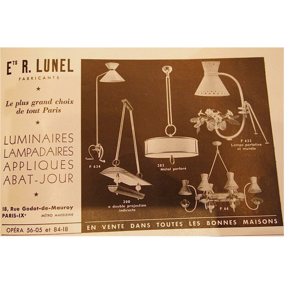 Image 1 of Vintage tafellamp in gelakt metaal van Maison Lunel, 1950