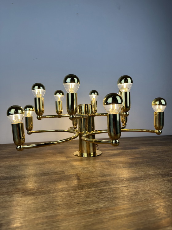 Image 1 of Vintage Gouden Plafondlamp/Kroonluchter