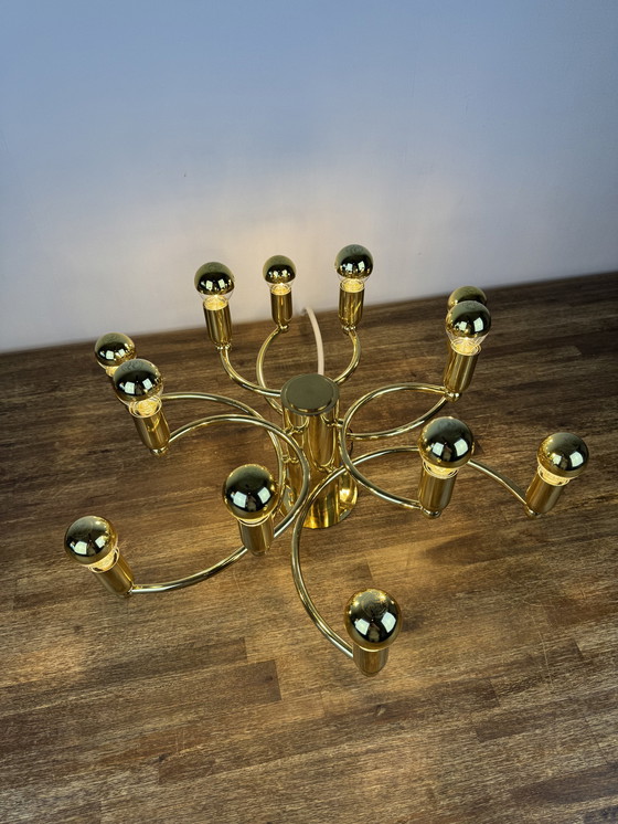 Image 1 of Vintage Gouden Plafondlamp/Kroonluchter