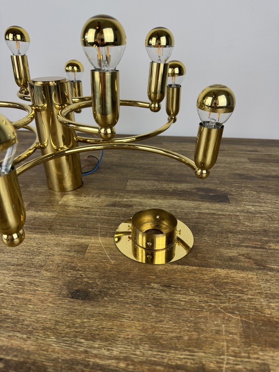 Image 1 of Vintage Gouden Plafondlamp/Kroonluchter