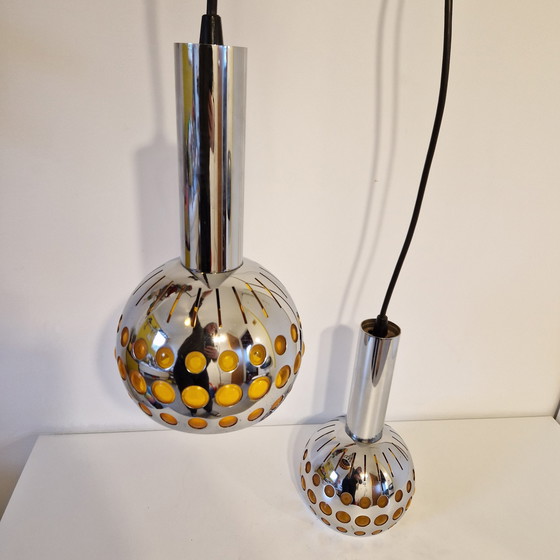 Image 1 of Jaren 70 Set Van 2 X Vintage Hanglamp Spaceage  Hanglampen