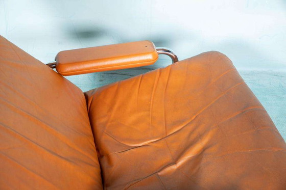 Image 1 of Cognacleren design fauteuil 60s, midmod leather loungechair