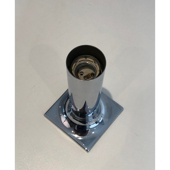 Image 1 of Suite van vintage wandlampen in chroom en wit opaline, 1970