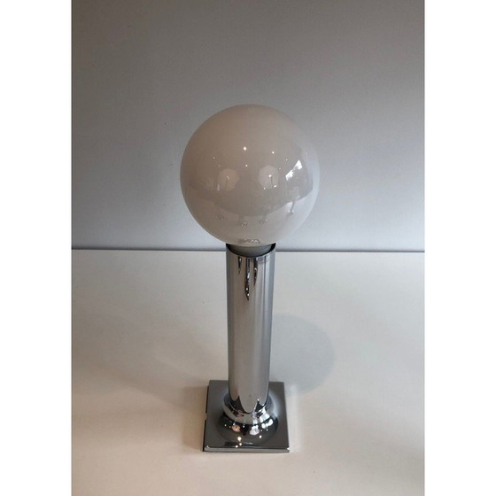 Image 1 of Suite van vintage wandlampen in chroom en wit opaline, 1970